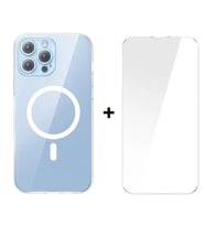 Baseus Crystal iPhone 13 Pro Magsafe Silikon Kılıf + Tempered Ekran Koruyucu Set-( - SSSSSS6596-7