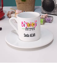 Biyoloji Öğretmeni Türk Kahvesi Fincanı Beyaz