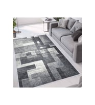 Rovigo Home Dijital Baskı Yıkanabilir Kaymaz Taban Salon Halısı RVG1655  50x80 cm (Gri)