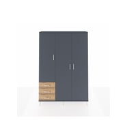 Arges Dolap 6 Raflı 3 Çekmeceli Tek Askılı 132x30x195 Antrasit-Antrasit/Çam