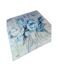 Emilya Rayon Çiçek Desenli Eşarp 90x90 cm (İndigo)