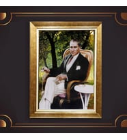 Altın Varaklı Çerçeveli Paspartulu Atatürk Tablo z4799 (Gold)