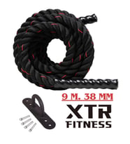 XTR Fitness Triceps Rope Crossfit Halatı 9m 38mm (Siyah-Kırmızı)