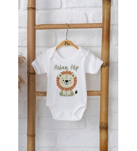 Pia Baby Premium %100 Pamuk İsme Özel Organik Baskılı Çıtçıtlı Bebek Body Zıbın Modelleri 5011-16 (Ekru)