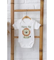 Pia Baby Premium %100 Pamuk İsme Özel Organik Baskılı Çıtçıtlı Bebek Body Zıbın Modelleri 5011-16 (Ekru)