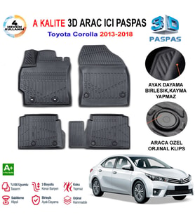 Toyota Corolla 3D Paspas Havuzlu Pro 2013-2018 Arası