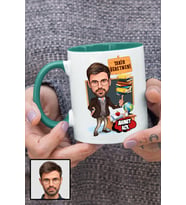 Erkek Tarih Öğretmenine Hediye Karikatürlü Yeşil Kupa Bardak