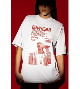 Tasarım Eminem Rapper Şarkıcı Baskılı Unisex Oversize Tişört