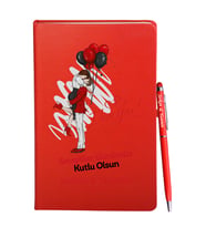 Sevgililer Gününe Özel Kırmızı Defter Kalem Hediye Seti 18