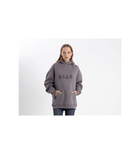 Unisex Oversize Ho Ho On Kapüşonlu Sweatshirt