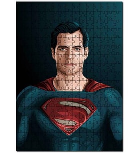 Cakapuzzle Superman Çizim Portre Puzzle Yapboz MDF (Ahşap) (120 Parça)
