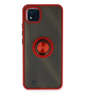 Newface Realme C11 2021 Kılıf Montreal Yüzüklü Silikon Kapak - Kırmızı