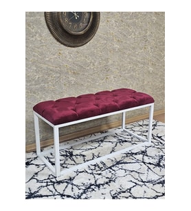 Beyaz Boyalı Diktörtgen 100 cm x 40 cm Oturak Puf - Bench - Makyaj Oturağı - Oturak Bordo Renk 100 x 40 Boyut/Ebat (Çok Renkli)