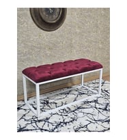 Beyaz Boyalı Diktörtgen 100 cm x 40 cm Oturak Puf - Bench - Makyaj Oturağı - Oturak Bordo Renk 100 x 40 Boyut/Ebat (Çok Renkli)