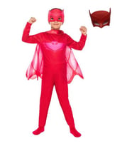 Pj Maskeliler Pija Maskeliler Owlette Kırmızı Baykuş Kız Kostüm + 2 Maske ve Pelerin Hediyeli