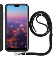 Huawei P20 Lite İp Askılı Silikon Kılıf Siyah