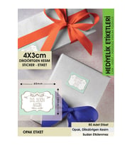 Vintage Desenli Soft Yeşil Renkli Etiket Modeli - 4x3 Cm Düz Kesim - 80 Adet Opak Sticker