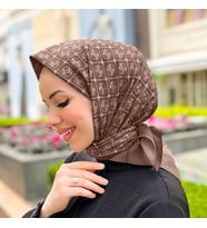 Elegans Monogram Eşarp - 1090750 -931 Açık Kahve
