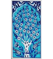 Armada Çini 10x20 Cm ED 203 Turkuaz Hayat Ağacı El dekoru Çini Karo