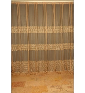 GEOMETRİK GOLD TEK KANAT Dikilmiş Pileli Fon Perde 300*260 Cm