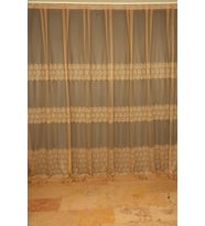 GEOMETRİK GOLD TEK KANAT Dikilmiş Pileli Fon Perde 300*260 Cm
