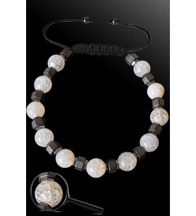 Sertifikalı Silver Hematitli 8 Mm Doğal Beyaz Akik Taşı Bileklik (Çok Renkli)
