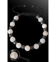 Sertifikalı Silver Hematitli 8 Mm Doğal Beyaz Akik Taşı Bileklik (Çok Renkli)