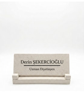 Ofis Masaüstü İsimlik Yeni Ofis Hediyesi Uv Baskılı Masa Üstü Ofis İsimlik Düz Font Mermer İçerikli Beton Bej