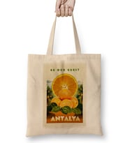 Antalya ve Portakallar Bez Çanta Uzun Saplı