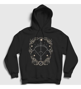 Presmono Unisex Siyah Sagittarius Zodiac Hediye Yay Burcu Kapüşonlu Sweatshirt 529527tt