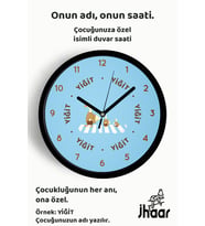 İsme Özel Sevimli Kazlar Çocuk Odası Duvar Saati Orta Boy 30 cm Siyah Camlı Sessiz