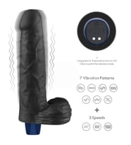 22.6 cm USB Şarjlı Yeni Nesil Realistik Titreşimli Siyahi Dildo Penis