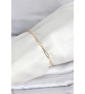 CM 14K Gold Renk Ataç Zincir Model Kadın Bileklik 5886