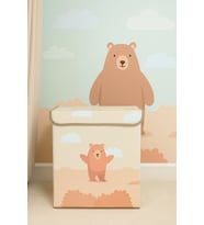 Küçük Ayı Çok Amaçlı Kapaklı Oyuncak Çamaşır Saklama Kutusu Katlanır Düzenleyici 30x40x50 (Standart)