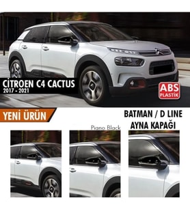 Citroen Cactus Uyumlu (2017-2021) Batman Ayna Kapağı Arası (Parlak Siyah)