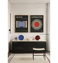 Geometrik Soyutlama 2'li Ahşap Çerçeveli Tablo Seti
