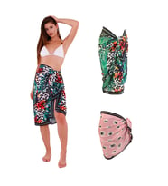 2’li Pareo Set – Jungle Desenli 1 Uzun Pareo & Pembe Göz Desenli1 Kısa Pareo Set