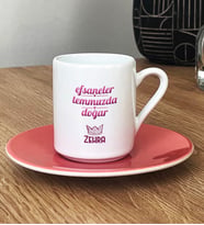 Kişiye Özel Yengeç Aslan Burcu Türk Kahvesi Fincanı Doğum Günü Hediyesi (Pembe)