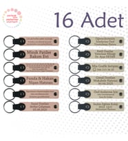 Pudra & Sütlü Kahve, 16’lı Set, İsim Yazılı Anlamlı Deri Hediyelik, Macera Kampı Katılımcılarına Anı