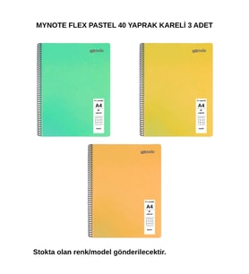 FLEX Pastel Defter A4 40 Yaprak Kareli 3 Adet