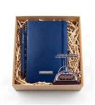 Kişiye Özel Modern Masaüstü Hediye Seti (Defter & Kalem & Newton Denge Topu 9x8 cm)