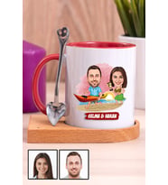 Sevgiliye Hediye Yaz Temalı Karikatürlü Ahşap Altlıklı Kırmızı Kupa Bardak