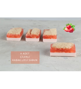 Aktürk Osmanli Sabuni Eşek Sütlü & Çilekli Kabak Lifli Sabun 4 Adet 480 Gr