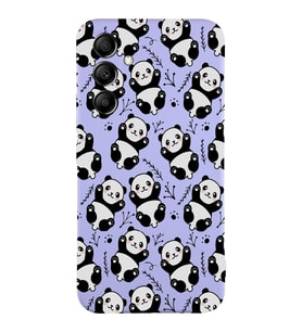 Samsung Galaxy A14 Uyumlu Lansman Kılıf Panda Tasarımlı İçi Kadife Kapak-Lila (Şeffaf)