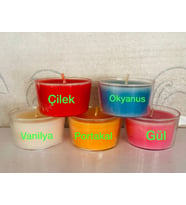 Mum 5 Çeşit Kokulu 5 Ürün Kokulu Mum (Krem)