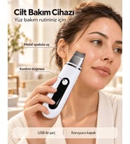 Yüz Bakım Rutini İçin Metal Uçlu USB Şarjlı Beyaz Cilt Bakım Cihazı