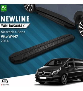 S-Dizayn Mercedes Vito W447 Uzun Şase NewLine Siyah Yan Basamak 253 Cm 2014 Üzeri A+ Kalite