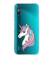 Xiaomi Redmi 9A  Kamera Korumalı Kapak Unicorn Tasarımlı Şeffaf  Kılıf