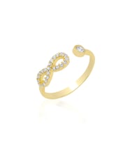 Gümüş altın yaldızlı zirkon taşlı üstten ayarlamalı sonsuzluk yüzük SGTL12496GOLD (Rose)