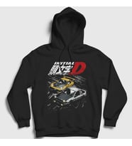 Presmono Unisex Siyah Poster Drift Anime Initial D Kapüşonlu Sweatshirt 523800tt